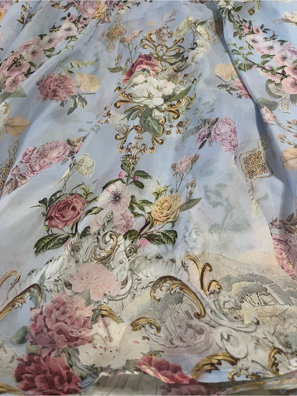 CAMILLA Tiled In Time Waisted Wide Leg Pants 100% Silk Floral Blue Medium - Picture 14 of 14